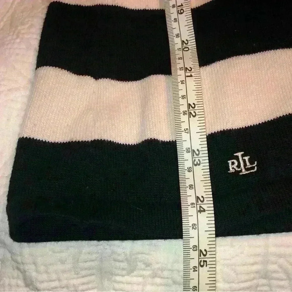Ralph Lauren Boat Neck Black and White Striped sweater Sz M - Picture 7 of 7
